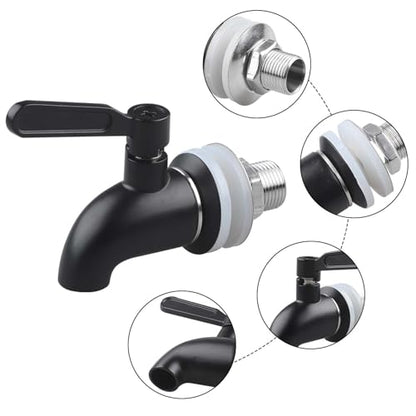 Stainless Steel Spigot Modern Black Beverage Dispenser Spigot Food Grade Metal Spot for Drink Dispenser by MUGLIO - color: Black