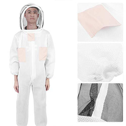 GLOGLOW Lightweight Ventilated Bee Suit for Beekeeping Double Zipper Smock with Hat Air Mesh Protective Jacket L XL XXL