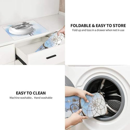 White fantasy dream catcher Dish Drying Mat for Kitchen Counter, Absorbent Microfiber Drainer Mats, Non-slip Kitchen Draining Mat for Coffee Machine Dish Rack Pad 18"x16" Dish Drainer Pad - color: White Fantasy Dream Catcher