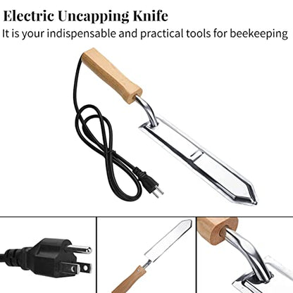 Electric Beekeeping uncapping Knife for Beekeeper bee Keeper Honey Wax Scraper, Stainless Steel Honey uncapping Cutter Tool with Efficient Heating, Time Saving (US Plug)