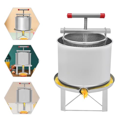 Fruit Wine Press, Manual Juice Maker 2 Stainless Steel Barrels, Honey Press Extractor for Cider Apple Grape WineTincture Vegetables Honey Olive Oil Making, 12.6L