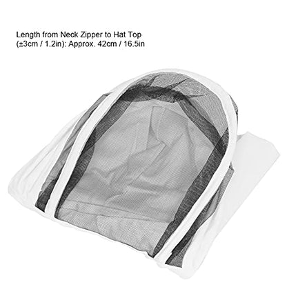 GLOGLOW Optimized Performance Beekeeping Veil Jacket, Foldable Gray Polyester Cotton Bee Suit, Ventilated Hood for Professional Beekeepers (White) - color: White