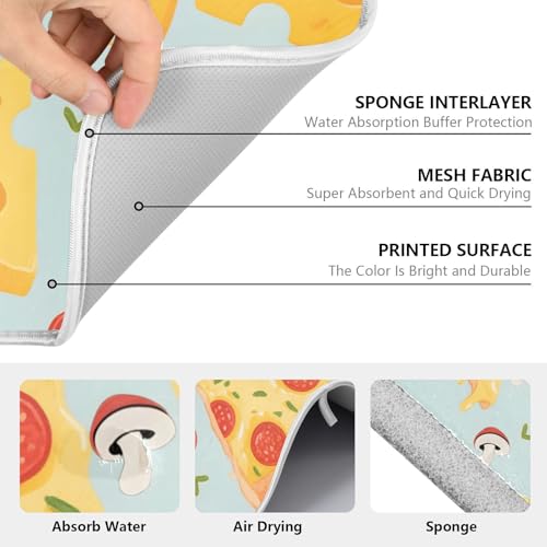 Pizza Food Cheese Dish Drying Mats for Kitchen Counter, 18x24 inch Drying Dishes Absorbent Microfiber Dish Drainer Mat Rack Pad Fast Dry - size: 18x24in