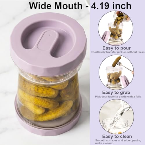 Pickle Jar with Strainer, 38oz Airtight Pickle Container for Olives | Tritan Flip-Strainer Pickle Keeper, Pickle Organizer for Pickles, Kimchi, Jalapeños & Refrigerator Storage, BPA-Free