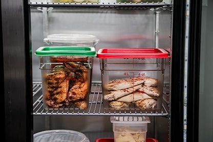 Cambro Food Storage Container with Lid - 6 QT (Quart) Square, Classic Series with Red Lid, Commercial Grade for Food Prep, Clear, 2 Pack - size: 6 QT + Lid