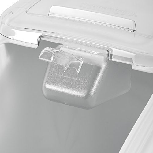 Rubbermaid Commercial Products ProSave Shelf-Storage Ingredient Bin With Scoop 500-Cup capacity Plastic White Sliding Lid Container with Wheels for Kitchen/Restaurant Food Organization - size: 500 Cup