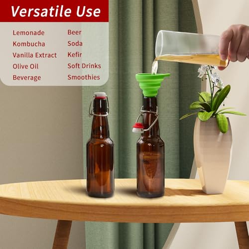 12oz Amber glass bottle with Airtight Stopper Lids (10 Pack) -Swing Top Glass Bottles-Flip Top Brewing Bottle for Fermentation, Kombucha, Mead, Vinegar, Beer, Kefir, Wine,Soda,whisky - size: 12oz