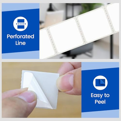 L LIKED 1" x 1" Square Thermal Labels, Removable Labels with No Residue, Water and Oil Resistant, Use for Both Home and Office (1 Roll, 1380 Labels) - size: 1x1-1380