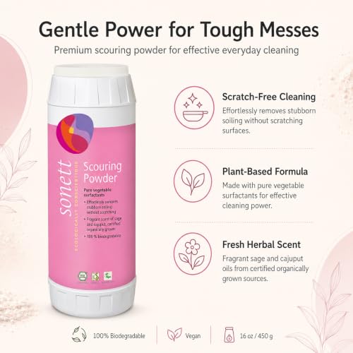 Sonett Scouring Powder Organic - Biodegradable Cleaner, 16 oz (Pack of 1)