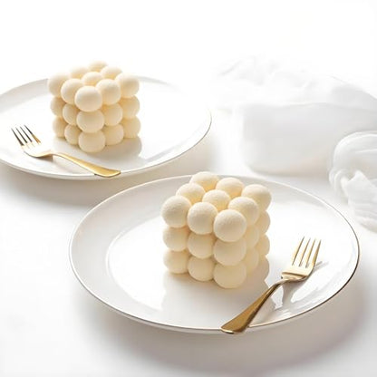 Silicone Bubble Cube Molds for Candle Making, 3D 6-Cavity French Dessert Molds for Baking Mousse Cake Ice Cream - color: White(R0010)