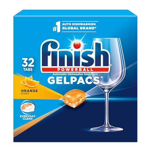 Finish Gelpacs Dishwasher Detergent, Orange Scent, 32 Count - size: 32 Count (Pack of 1)