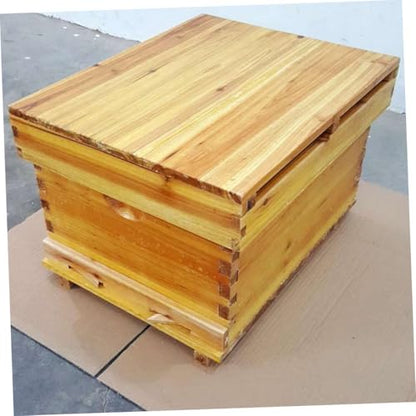 Beekeeping Hive Box with Partition Board and Mesh Cover, Cedar Wood Bee Hive for Outdoor Home Beekeeping, Wax-Boiled Langstroth Beehive Kit for Professional Apiaries