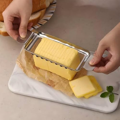 Adullpony Cheese Slicer for Block Cheese:18 Wires Cut 1/4 Inch Butter Cutter, Stainless Steel Slicers for Butter Squares Bulk Cutting with Cheese knife, Dishwasher Safe