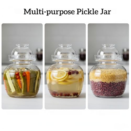 Fermentation Jar, 1.5 Liter Glass Pickle Jar with Water Seal Lid | Clear Glass, Food Grade, Fermentation Kit for Making Pickles Kimchi, Sauerkraut
