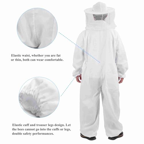 Professional Bee Suit for Men Women, Beekeeping Beekeeper Suit, Beekeeping Outfit Beekeeper Unisex Suits Full Body Beekeepers Suits Hat (XXL) - size: XXL