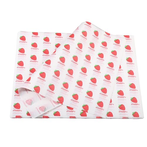 100 Sheets Wax Paper 15 x 11 Inch Greaseproof Sandwich Burger Chips Cuttable Baking Parchment Wraping Paper (Strawberry) - color: Strawberry
