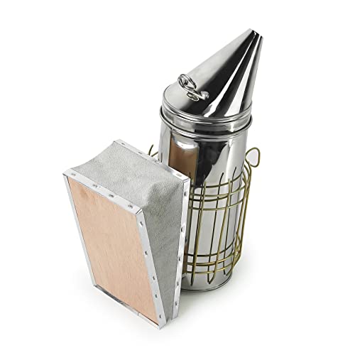 Luwint Bee Hive Smoker, 12 Inch Bee Smoker for Beekeeping, Stainless Steel Tall Heat Chamber and Leather Bellow - color: Regular