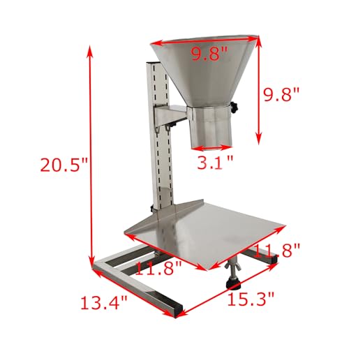 3.1inch Stainless Steel Feeding Hopper with Support Stand Manual Filling Package Funnel for Filling Powder Paste Liquid Granule