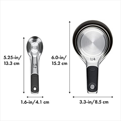 OXO Good Grips Stainless Steel Measuring Cups and Spoons 8-Piece Set,4 Cups and 4 Spoons,(Pack of 2) - size: 8 count (pack of 2), style: Set