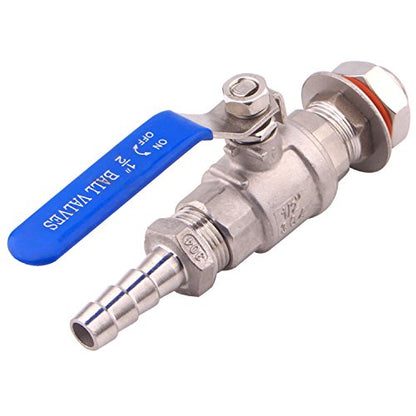 DERNORD 2 Packs 1/2 Inch Weldless Ball Valve Stainless Steel 304 Bulkhead For Home Brew Kettle (1/2" NPT to 1/2" Barb Hose) - size: 1/2" NPT to 1/2" Barb Hose, style: Pack of 2
