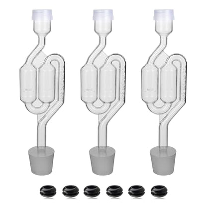 Bubble Airlock Set, 3 Airlocks for Fermenting, 3 Drilling #6 Stoppers and 6 Airlock Grommets, Used for Brewing Wine, Beer, Sauerkraut, Pickles, Etc. Fermentation Bubbler Airlock - color: Bubble airlock-3 PCS