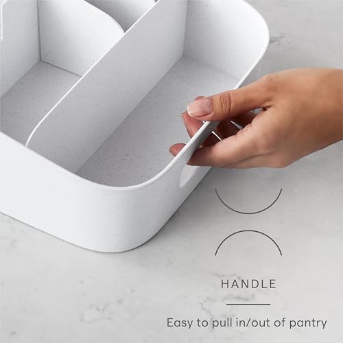 YouCopia ShelfBin Adjustable Snack Bin, BPA-Free Divided Storage Basket for Kitchen Pantry Organization, One Size, Speckled White - size: Adjustable Snack Bin