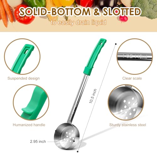 4 Ounce Stainless Steel Perforated Portion Control Ladle Spoon - 4Pcs Pizza Sauce Serving Spoons Portion Ladle for Sauces, Perfect for Weight Watchers, Buffets, Parties - style: Perforated