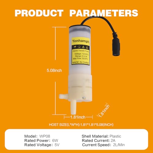 Food Grade Self Priming Electric Water Transfer Pump,Auto Siphon Diaphragm Pumps,AC 100-240V,2.0LPM,Low Noise for Home Brew Bottling Wine,Beer,Juice,Ice Maker,Coffee Machine