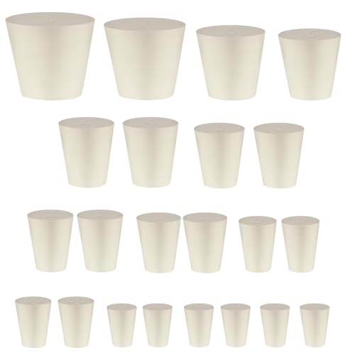 Rubber Stopper - 22 Pcs 11 Assorted Sizes 000# - 8# Tapered Lab Seal Rubber Stoppers,White - color: White