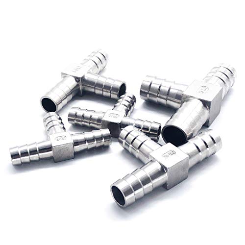 3/4" Tee Hose Barb Fitting Stainless Steel Equal Barb 3 Way T shaped Splitter Joint Connector Adapter Union Fitting for Fuel Gas Liquid Air - size: 3/4 inch, style: 1 Pcs