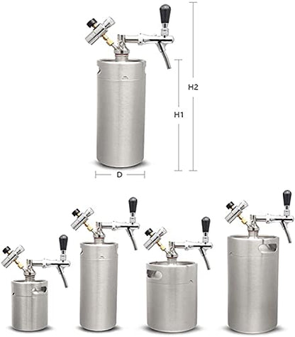 Beer Tower Dispenser Drink Dispenser Stainless steel beer kegs, portable household beer keg systems, beer brewing systems with adjustable faucet kits for storage (Size : 2L) - size: 2L