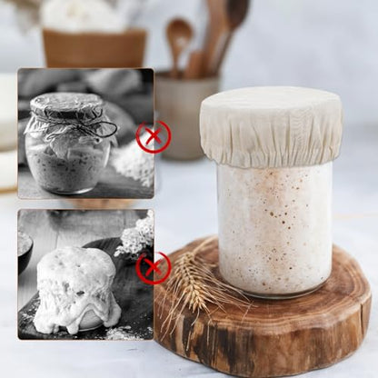 8Pcs Sourdough Jar Covers Mason Jar Cloth Cover for Sourdough Reusable Fermentation Lids Elastic Cotton Breathable Cloth Bowl Lid, Fits 3-4 Inch Jars Mouths