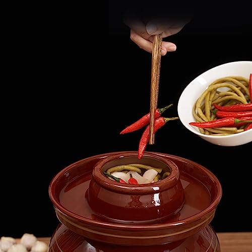 Ceramic Fermentation Crock Jar Kit,Sauerkraut Crock, Traditional Chinese Porcelain Pickle Jar with Water Seal Airlock Lid,Pickle Jar for Fermenting or Pickling Pickl 6Kg - size: 6Kg