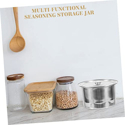 Kisangel 2set Condiment Container with Lid Spice Jar for Home Kitchen and Restaurant Use Easy Seasoning Storage