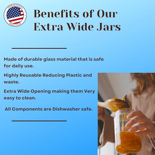 Jarming Collections Mason Jars - 32 Oz Extra Wide Mouth Glass Jars with Lids - Quart Containers - Made in USA (2 White Dome Plastic Lids) - color: 2 White Dome Plastic Lids
