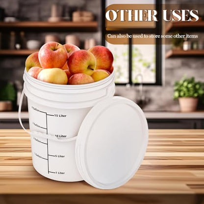 Ziliny 4 Pcs White 5 Gallon Fermentation Bucket with Twin Bubble Airlock Grommets Lid Brewing Wine Fermenter Fermentation Kit for Home Beer Wine Mead Other Fermented Beverage - size: 5 Gallon