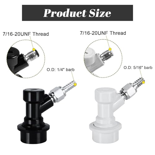 2 Pairs Ball Lock Keg Fittings Beer Corny Keg Connectors with Stainless Steel 5/16" Gas & 1/4" Liquid Barbs and MFL Thread Swivel Nuts for Homebrew with 4 PCS Hose Clamps