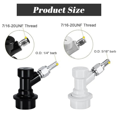 2 Pairs Ball Lock Keg Fittings Beer Corny Keg Connectors with Stainless Steel 5/16" Gas & 1/4" Liquid Barbs and MFL Thread Swivel Nuts for Homebrew with 4 PCS Hose Clamps
