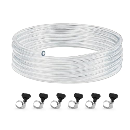 FERRODAY 20 Feet Beer Line, 3/16" ID 7/16" OD Vinyl Tubing Keg Beer Hose, Kegerator Beer Tube Replacement Kit with 6 Pcs Hose Clamps, Food Grade Hose for Corny Keg, Kegerator Tower,D Coupler Dispense - size: 20FT-Beer Line