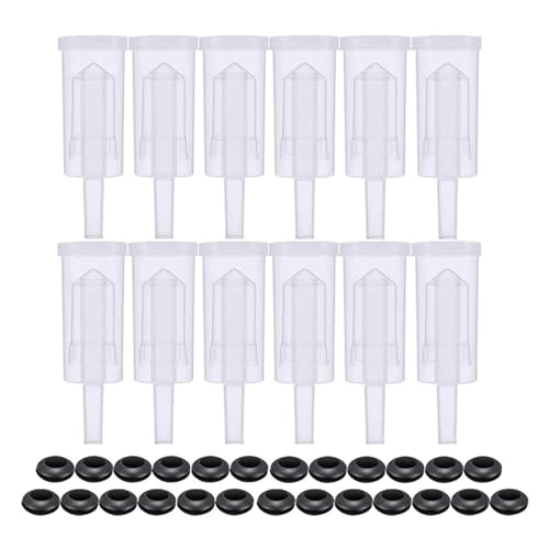 발효용 12팩 3피스 에어락 세트 BPA 프리 1.6cm(5/8인치) OD, 1cm(3/8인치) ID 플라스틱 에어록 발효기 및 실리콘 그로밋, 발효, 양조, 맥주, 와인, 소금에 절인 양배추, 김치용
