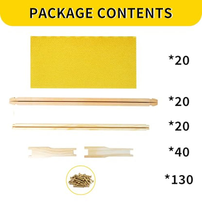 Deep Brood Beehive Frames with Wax Foundations 20 Pack Beeswax Coated Foundations 9-1/8-Inch Beekeeping Supplies - size: 20 Pack Deep Brood Beehive Frames
