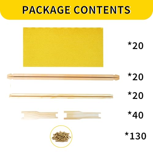 Deep Brood Beehive Frames with Wax Foundations 20 Pack Beeswax Coated Foundations 9-1/8-Inch Beekeeping Supplies - size: 20 Pack Deep Brood Beehive Frames