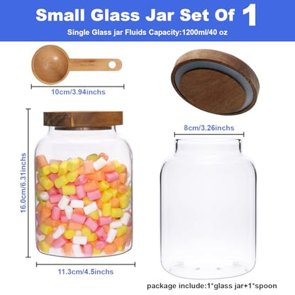Glass Storage Jar with Lids Thicken Glass Coffee Canister Borosilicate Glass Food Containers for Spice Ground Nut Pasta Sugar Candy Tea (1200ml/40oz-1pack-with spoon) - color: 1200ml/40oz-1pack-with spoon