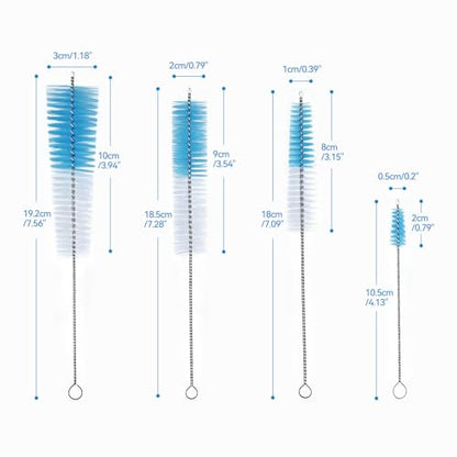 Extra Long Straw Cleaner Brush Set of 4, Reusable Cleaning Brush for Stanley 20/30/40 oz, Owala, Hydro Flask, Yeti, Sippy Cup, Tumbler, Water Bottle
