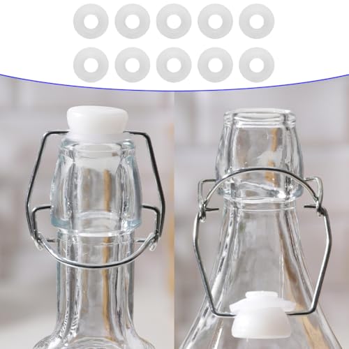 Joyzan Silicone Gaskets for Bottles, Swing Top Flip Rubber Washers EZ Cap | Home Brew Beer Leakproof Sealing O Ring High Pressure Seals Replacements Home Soda Grolsch Standard Overturning White 25PCS