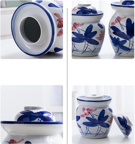 Traditional Chinese Porcelain Pickling Jar-Ceramic Pickle Jar With Lids, Sauerkraut Crock B-7L(A,7L) - color: A, size: 7L