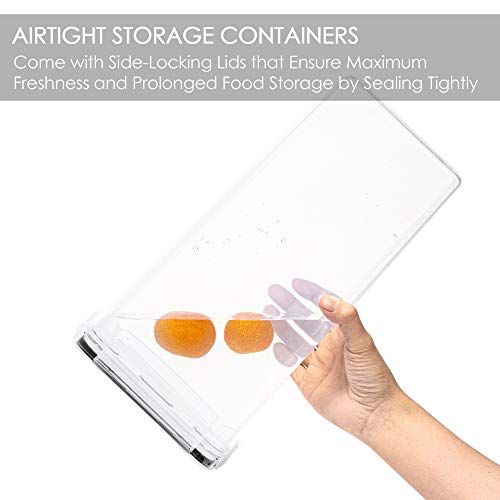 Vtopmart Airtight Food Storage Containers with Lids, 4 PCS 2.8L Pasta Containers for Pantry Organization and Storage, BPA Free Kitchen Canisters for Spaghetti, Flour, Sugar and Noodles, Black