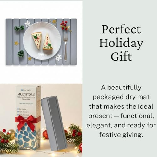 Large Stone Drying Mat for Kitchen Counter | Premium Diatomaceous Earth Coaster Set for Dishes | Non-Slip Kitchen Sink Mat | Fast-Absorbing, Eco-Friendly | 23" x 15.5" (Light Grey) - color: Light Grey