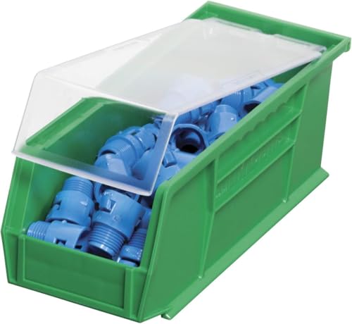 Akro-Mils 30224 AkroBins Plastic Storage Bins, Space-Saving Stackable Bins for Garage, Pantry, Craft Organization, 11" L x 4" W x 4" H, Green, 12-Pack - color: Green