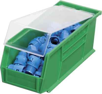 Akro-Mils 30224 AkroBins Plastic Storage Bins, Space-Saving Stackable Bins for Garage, Pantry, Craft Organization, 11" L x 4" W x 4" H, Green, 12-Pack - color: Green